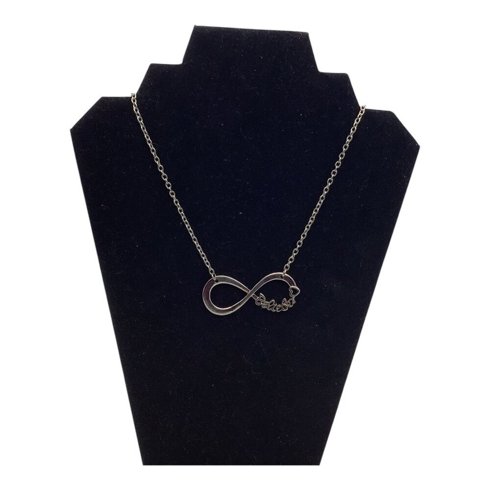 Sterling Silver "Believe" Infinity‎ Pendant Necklace With Delicate Chain